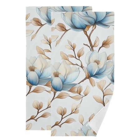 Beautiful Blue Magnolias Hand Towel Absorbent Bath Towels for Bathroom Sports Gym(28.3" X 14.4") Set of 2