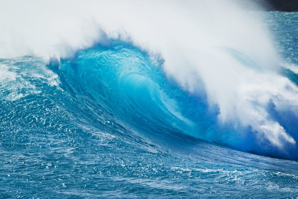 Beautiful Blue Ocean Wave Canvas Art - Design Pics Vibe Design Pics (34 x 22)