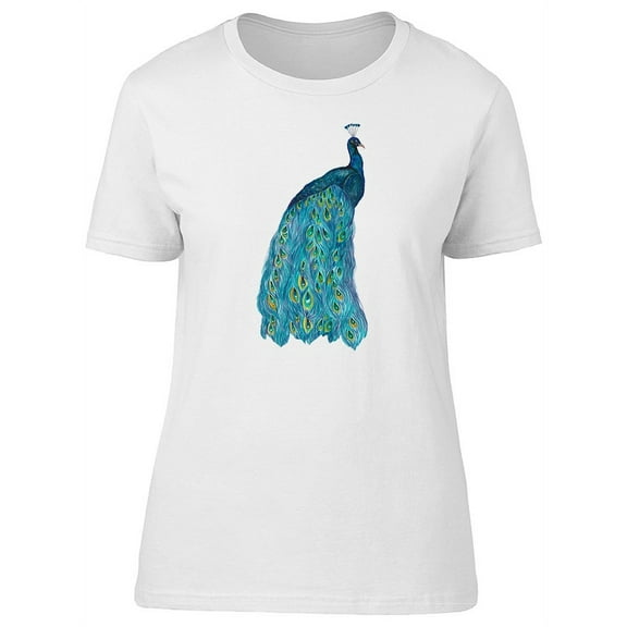 Beautiful Blue Peacock T-Shirt Women -Image by Shutterstock, Female x-Large