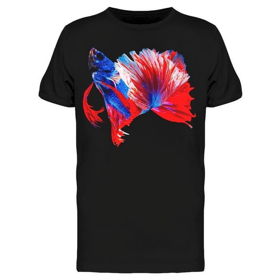 Beautiful Blue Red Fighting Fish T-Shirt Men -Image by Shutterstock, Male Small