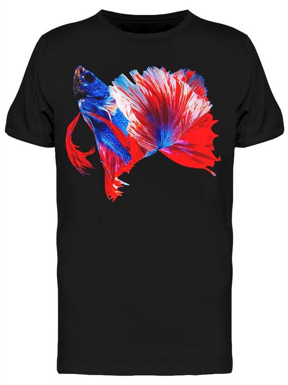 Beautiful Blue Red Fighting Fish T-Shirt Men -Image by Shutterstock, Male Small