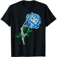 thumbnail image 1 of Beautiful Blue Single Peony Flower Thin Gray Skeleton Hand T-Shirt, 1 of 3