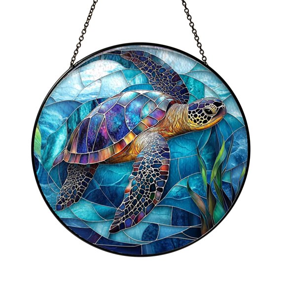 Beautiful Blue Tang Fish Suncatcher Window Panel Hanging Present Glass