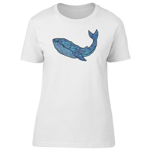 Beautiful Blue Watercolor Whale T-Shirt Women -Image by Shutterstock, Female Medium