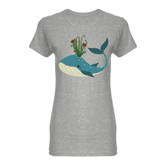 Beautiful Blue Whale Shaped T-Shirt Women -Image by Shutterstock, Female Medium