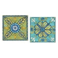 thumbnail image 1 of Beautiful Blue, Yellow and Teal Spanish Mosaic Tile Floral Poster Set by Anne Tavoletti; Two 12x12" Paper Posters, 1 of 1