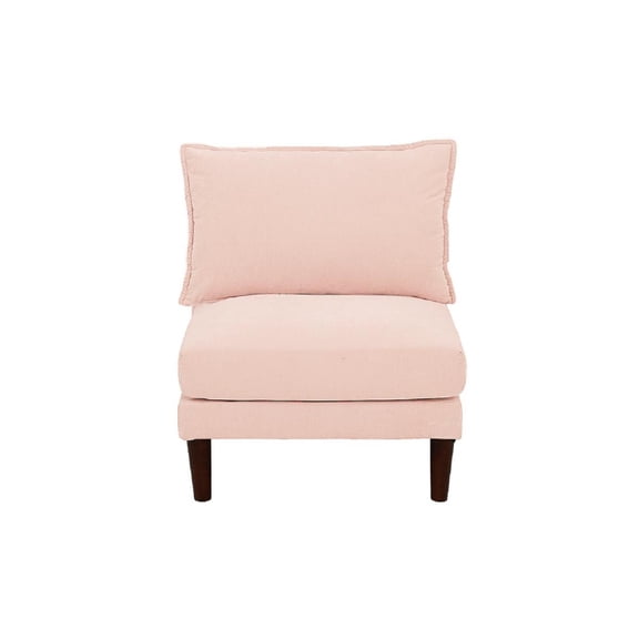 Beautiful Blush Pink Suede Armless Chair - Contemporary Modular Living Room Furniture, 33"W, Soft Cushion & Wood Legs, 1pc Set