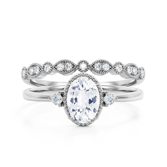 Beautiful Boho And Hippie 1.85 Carat Oval Cut Diamond Moissanite Engagement Ring, Wedding Ring, One Matching Band In 925 Sterling Silver With 18K White Gold Plating Romanic Gift For Her, Promise Ring