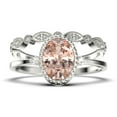 thumbnail image 1 of Beautiful Boho And Hippie 1.85 Carat Oval Cut Morganite And Diamond Moissanite Engagement Ring, Wedding Ring, One Matching Band In 10K Solid White Gold, Romanic Gift For Her, Promise Ring, 1 of 3