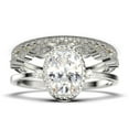 thumbnail image 1 of Beautiful Boho And Hippie 2.35 Carat Oval Cut Diamond Moissanite Engagement Ring, Wedding Ring, Two Matching Band In 10K Solid White Gold, Romanic Gift For Her, Promise Ring, 1 of 4