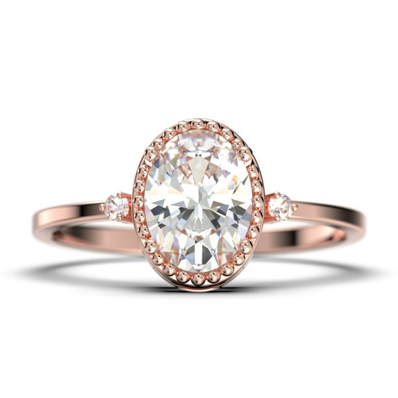 Beautiful Boho And hippie 1.35 Carat Oval Cut Diamond Moissanite Engagement Ring, Wedding Ring in 925 Sterling Silver With 18k Rose Gold Plating Romanic Gift For Her, Promise Ring, Anniversary Ring