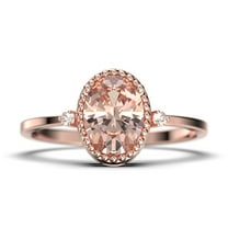 Beautiful Boho And hippie 1.35 Carat Oval Cut Morganite And Diamond Moissanite Engagement Ring, Wedding Ring in 925 Sterling Silver With 18k Rose Gold Plating Romanic Gift For Her, Promise Ring