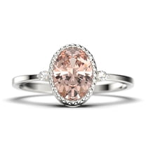 Beautiful Boho And hippie 1.35 Carat Oval Cut Morganite And Diamond Moissanite Engagement Ring, Wedding Ring in 925 Sterling Silver With 18k White Gold Plating Romanic Gift For Her, Promise Ring