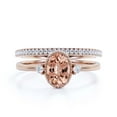 thumbnail image 1 of Beautiful Boho And hippie 1.85 Carat Oval Cut Morganite And Diamond Moissanite Engagement Ring, Wedding Ring, One Matching Band in 925 Sterling Silver With 18k Rose Gold Plating Romanic Gift For Her, 1 of 3