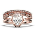 thumbnail image 1 of Beautiful Boho And hippie 2.35 Carat Oval Cut Diamond Moissanite Engagement Ring, Wedding Ring, Two Matching Band in 925 Sterling Silver With 18k Rose Gold Plating Romanic Gift For Her, 1 of 4