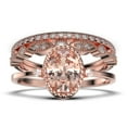 thumbnail image 1 of Beautiful Boho And hippie 2.35 Carat Oval Cut Morganite And Diamond Moissanite Engagement Ring, Wedding Ring, Two Matching Band in 10k Solid Rose Gold, Romanic Gift For Her, Promise Ring, 1 of 4