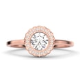 thumbnail image 1 of Beautiful Boho & hippie 1.10 Carat Round Cut Antique Diamond Moissanite Engagement Ring, Floral Halo Wedding Ring in 10k Solid Rose Gold, Bridal Rings, Gift For Her, Promise Ring, Anniversary Gift, 1 of 3