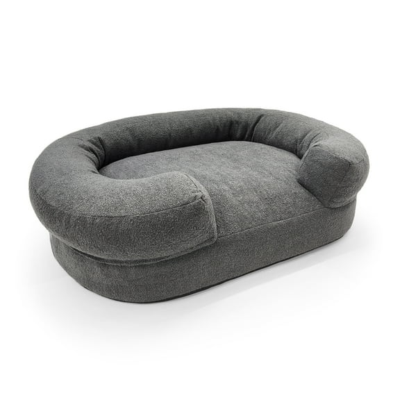 Beautiful Bolster Large Pet Bed, 44 x 34 x 25in, Charcoal by Drew Barrymore