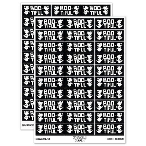 Beautiful Boo-tiful Ghosts Teacher Student School Sticker Set - Black - Matte Finish - 1.75" Medium