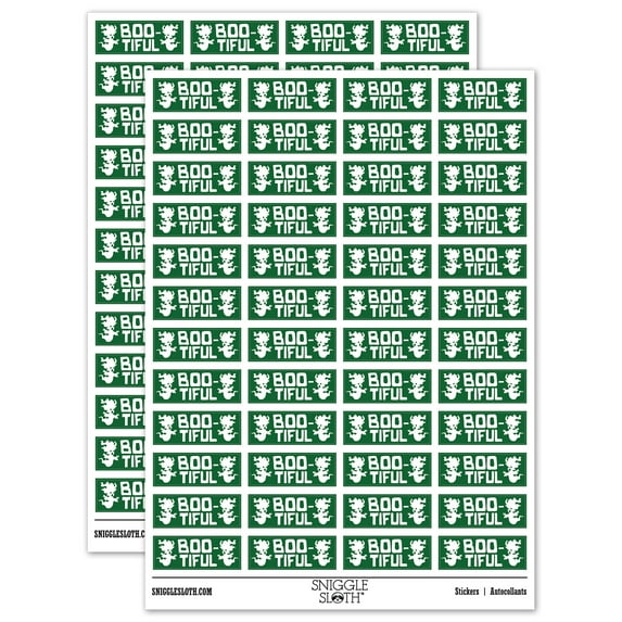 Beautiful Boo-tiful Ghosts Teacher Student School Sticker Set - Dark Green - Gloss Finish - 1.25" Mini