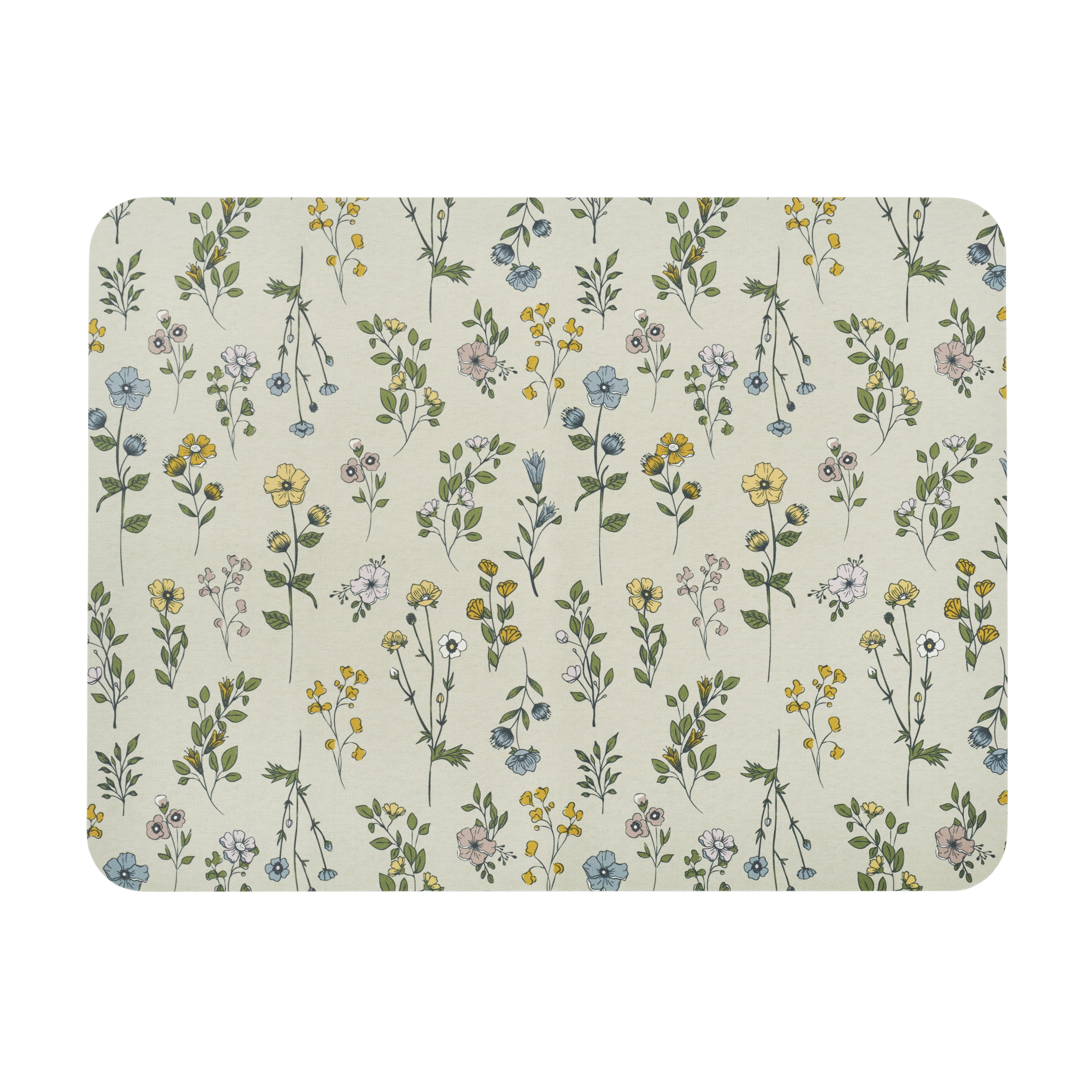 Beautiful Kitchen Botanical Dish Drying Mat with Bottom Grip and Highly Absorbent, Floral