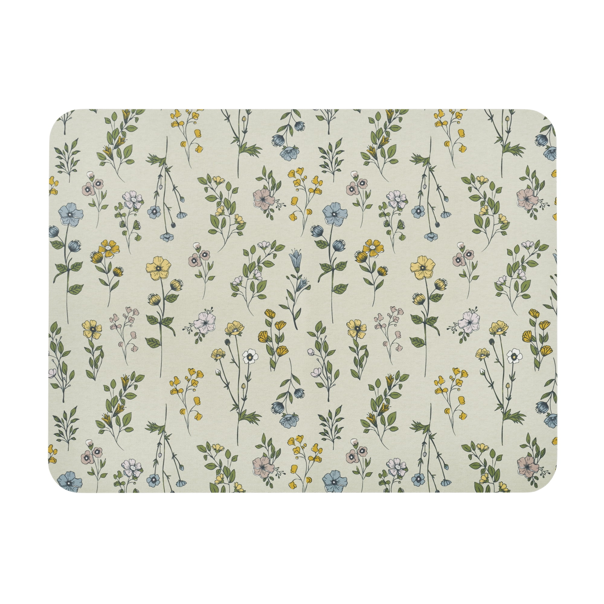 Beautiful Kitchen Botanical Dish Drying Mat with Bottom Grip and Highly Absorbent, Floral