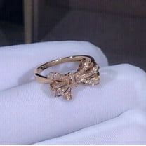 Beautiful Bow Engagement Ring 14K Yellow Gold Plated 2Ct Round Simulated Diamond