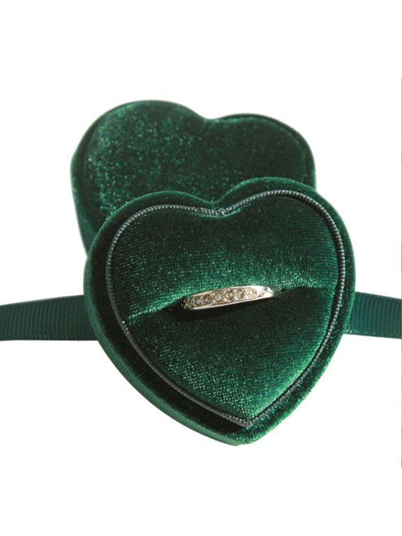 Beautiful Bowknot Embellished Jewelry Storage Holder Heart Rings Box in Velvety