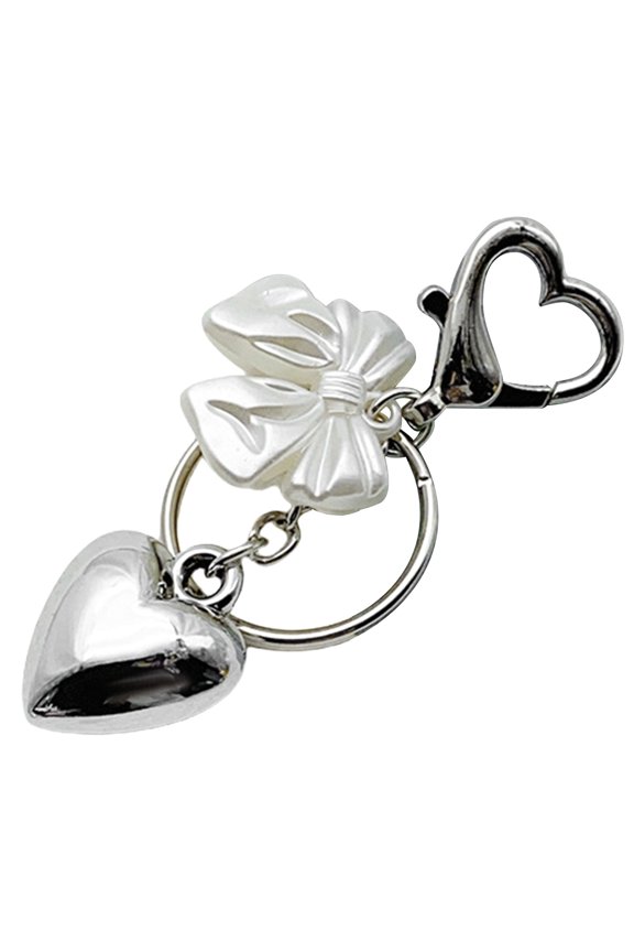 Beautiful Bowknot Heart Key Chain Charm Bag Decoration Stylish Key Accessory for Fashion Enthusiasts