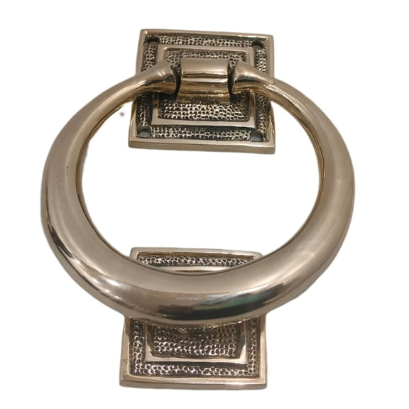 Beautiful Brass Ring Door Knocker Mounting Hardware Home Decoration Smooth Round Shape 5" Diameter Front Door Knocker Polished Brass Front Door Accent and Door Accessories