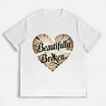 thumbnail image 1 of Beautiful Broken Heart Pattern Womens T Shirt Graphic Tees Short Sleeve Casual Tops White,XL, 1 of 5