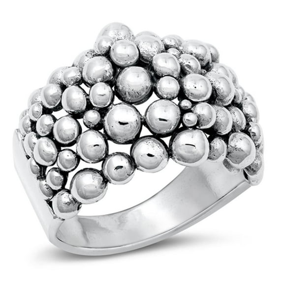Beautiful Bubbles Cocktail Chunk Ring .925 Sterling Silver Band Jewelry Female Male Unisex Size 7