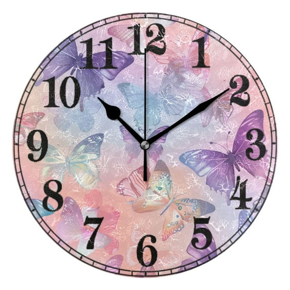 Beautiful Butterflies Silent Wall Clock 10" Non-Ticking Battery Clock