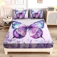 thumbnail image 1 of Beautiful Butterfly Bedding Set Queen Size,Blossoming Lavender Flowers Fitted Sheet Set for Kids Girls Toddlers Room Decor,Nature Insect Themed Floral Bedding Sets,1 Fitted Sheet+2 Pillowcases., 1 of 7