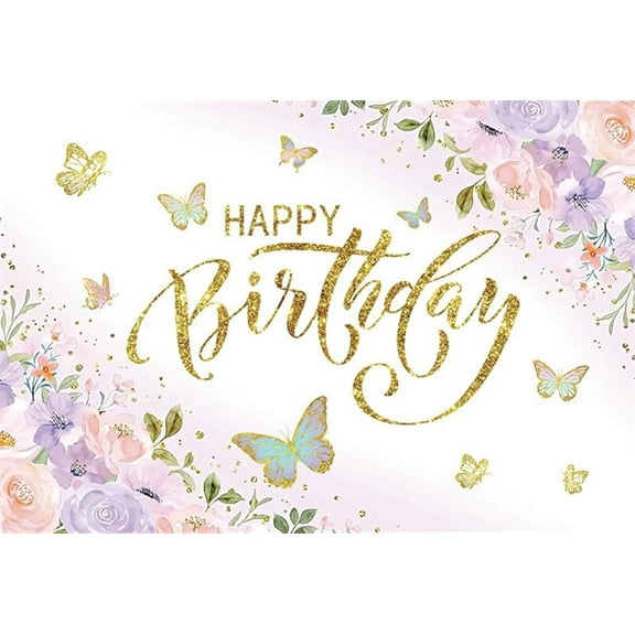 Beautiful Butterfly Birthday Backdrop Watercolor Butterfly Flowers Happy Birthday Banner Background Girls Birthday Party Decorations Photo Booth Props Decor Wallpaper