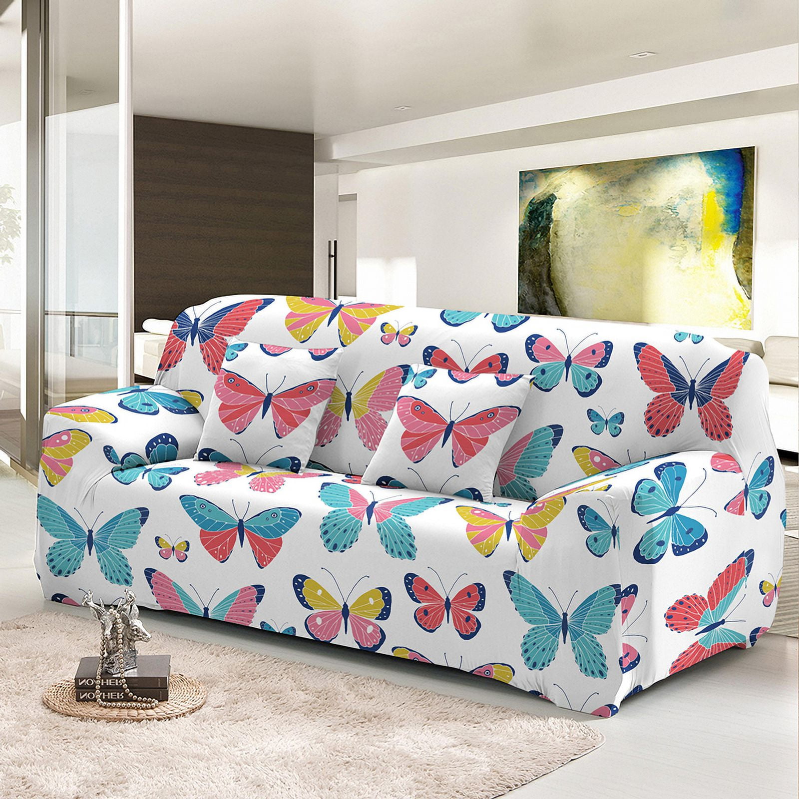 Beautiful Butterfly Elastic Sofa Cover For Living Room Allcover