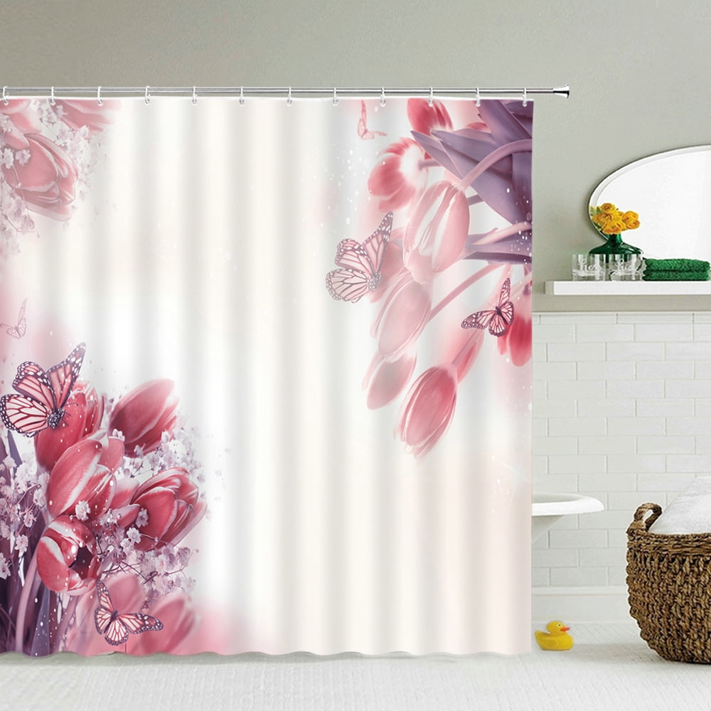 Beautiful Butterfly Flowers Shower Curtain Bathroom Screen ration Large Beautiful Butterfly Flowers Shower Curtain Bathroom Screen ration Large