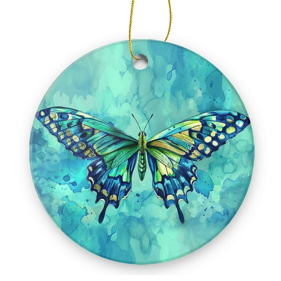 Beautiful Butterfly In Blue And Green - Christmas Ornament Xmas Keepsake Ceramic Ornaments Holiday Decorations for Tree Christmas Gift Ideas 2.95in