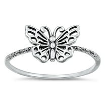 Beautiful Butterfly Ring .925 Oxidized Sterling Silver Band Jewelry Female Male Unisex Size 6