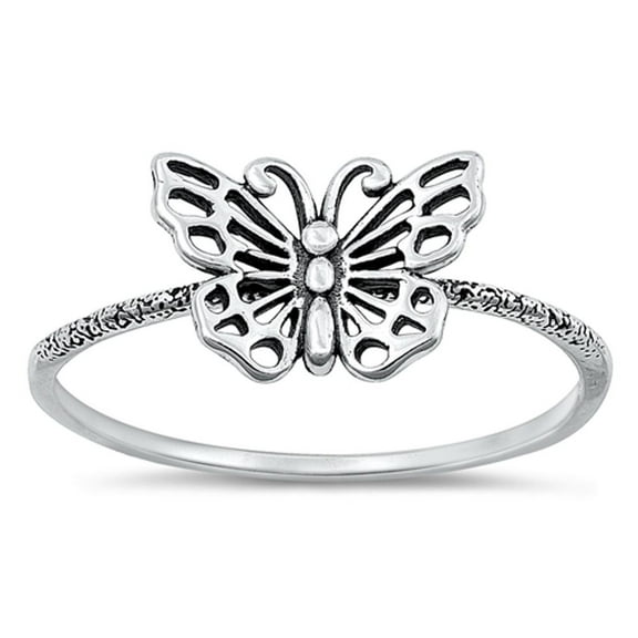 Beautiful Butterfly Ring .925 Oxidized Sterling Silver Band Jewelry Female Male Unisex Size 6