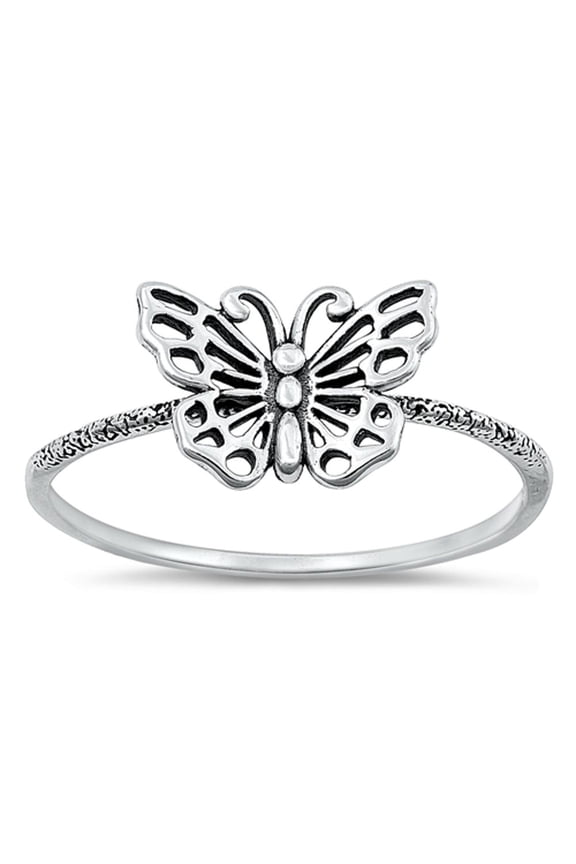 Beautiful Butterfly Ring .925 Oxidized Sterling Silver Band Jewelry Female Male Unisex Size 6