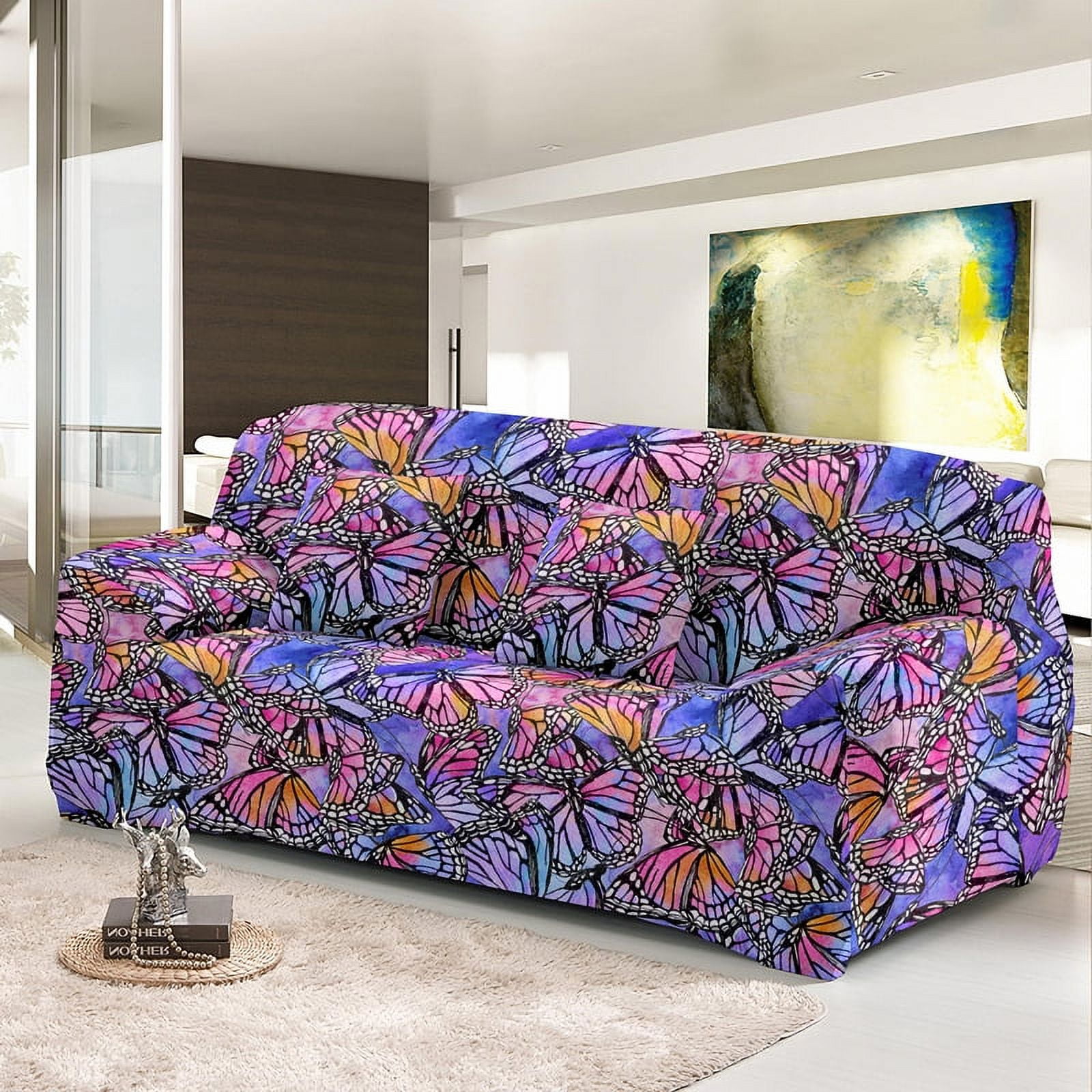 Beautiful Butterfly Stretch Sofa Cover Psychedelic Washable Combination