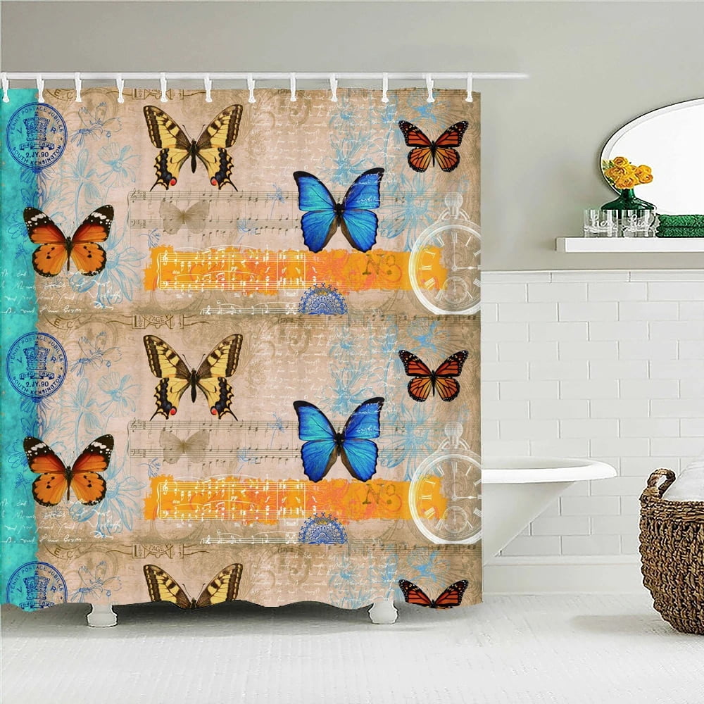 Beautiful Butterfly Waterproof Fabric Shower Curtains 3D Printing Bath ...