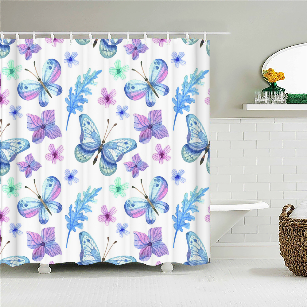 Beautiful Butterfly Waterproof Fabric Shower Curtains 3D Printing Bath ...
