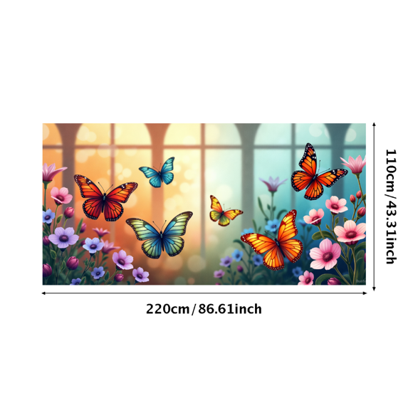 Beautiful Butterfly and Flower Design Background Banner Party Decors Backdrop for Garden Parties Outdoor Celebrations Photo Shoots and Spring Events