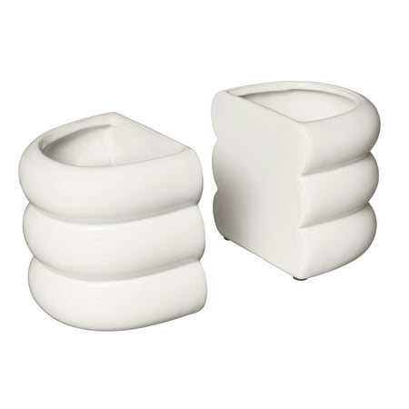 Beautiful 4" x 5" Modern Bubble White Ceramic Bookends by Drew Barrymore (2 Count)