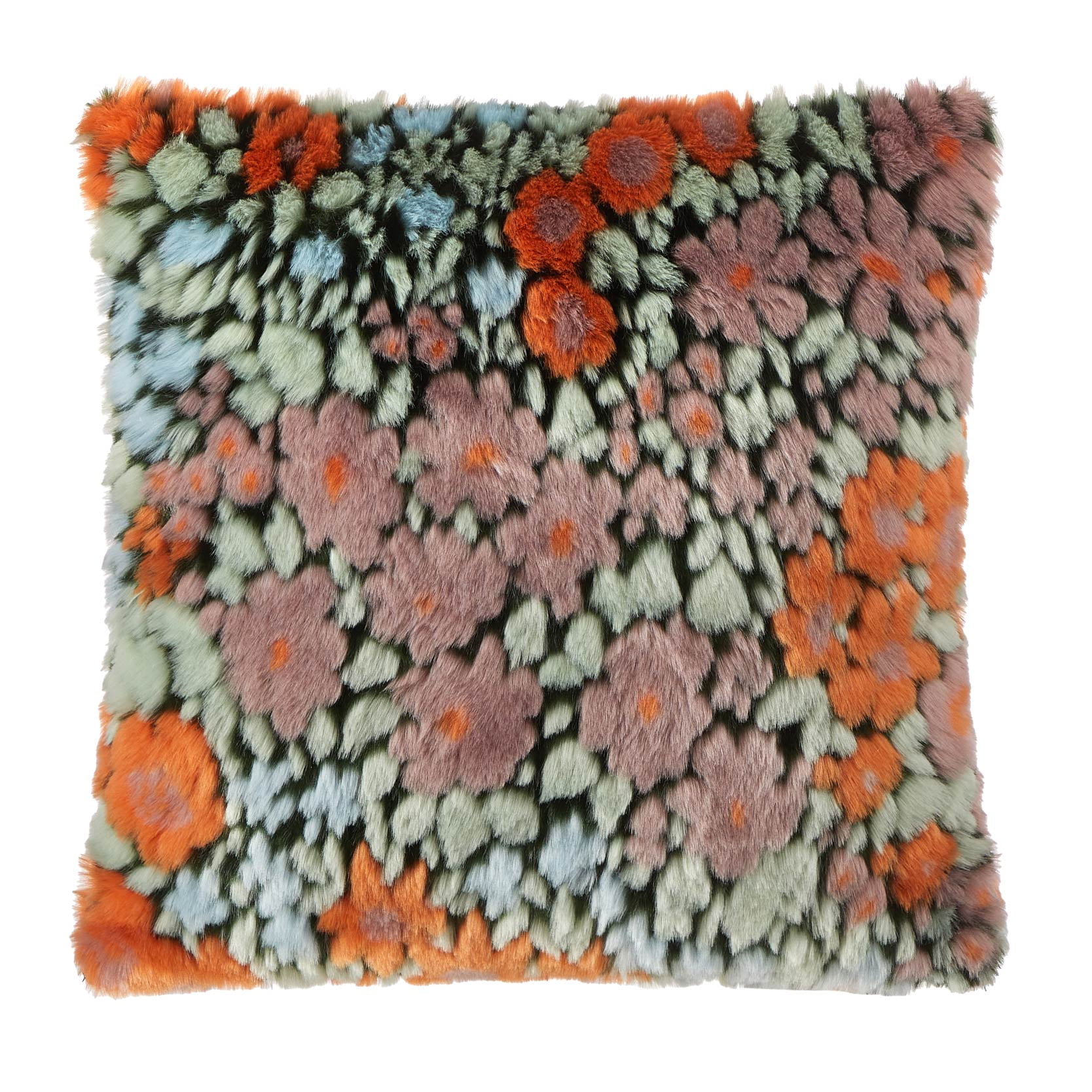Beautiful Faux Fur Floral Pillow by Drew Barrymore, 20" x 20"