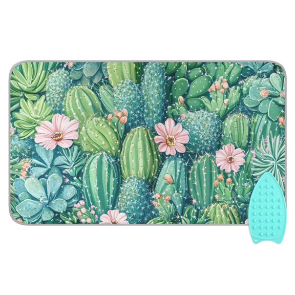 Beautiful Cacti and Flowers Ironing Mat Blanket for Table Top Travel Portable Ironing Board Pad 47.2x27.6 Inch
