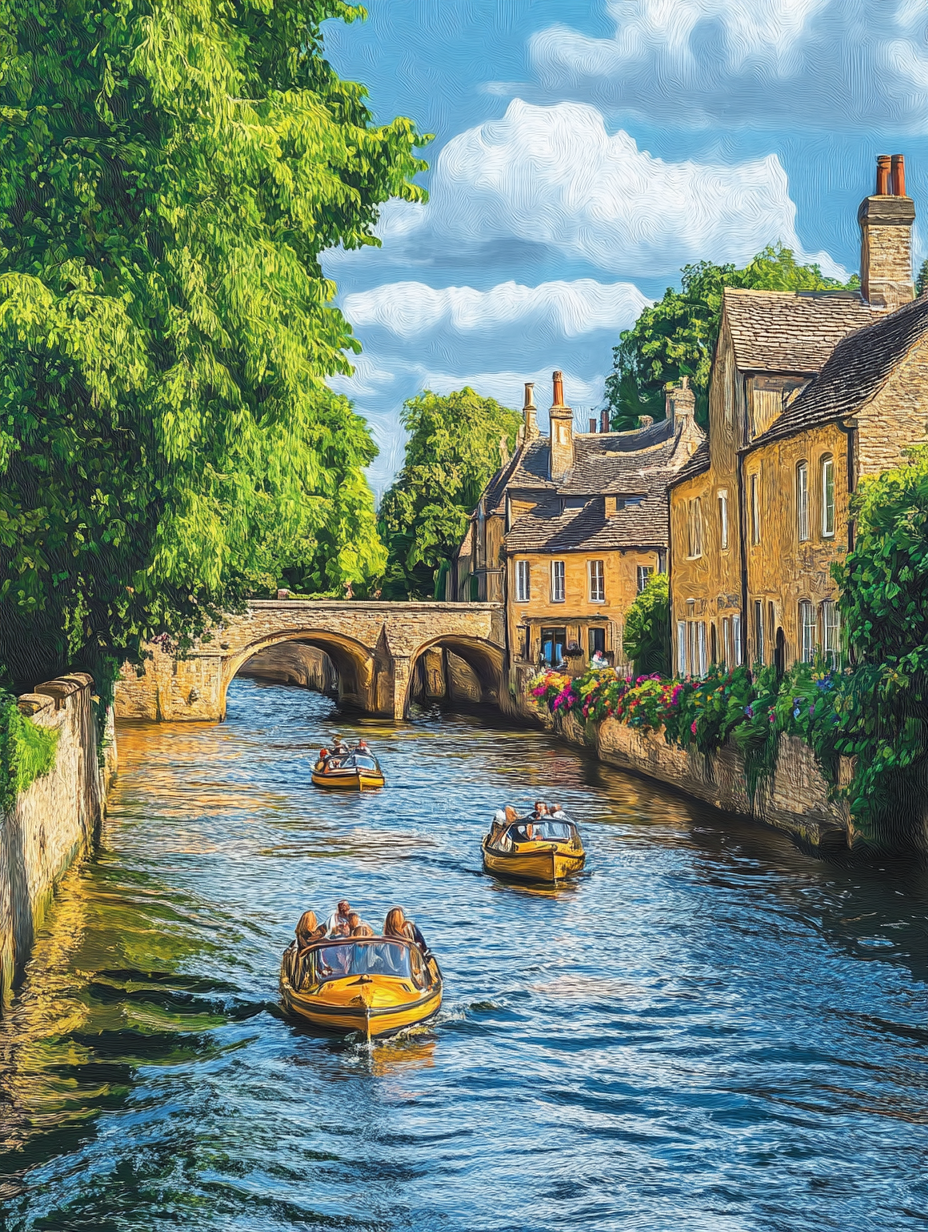 Beautiful Canal Boats Wall Art/Canvas Print， Perfect for Living Room ...