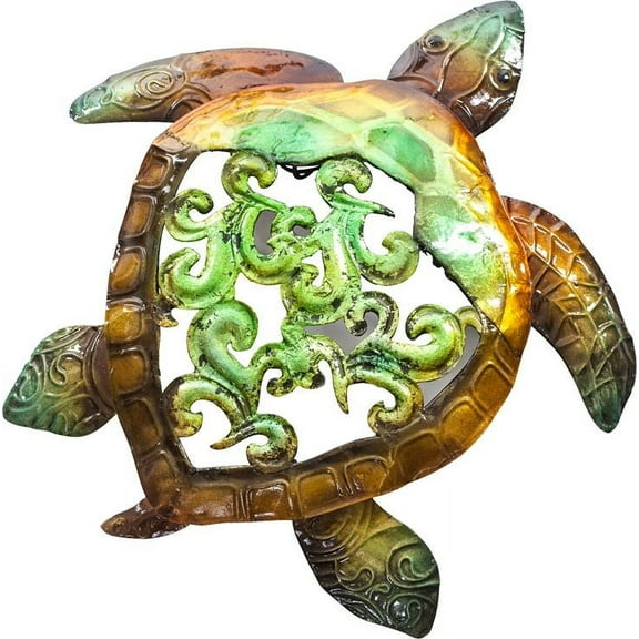 Beautiful Capiz & Metal Wall Art - Sea Turtle 9" - Beach Cottage Decor, Nautical Designs, Island Gifts